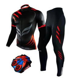Equipe de ciclismo camisa de ciclismo masculina conjunto manga longa mtb roupas de bicicleta tenue velo homme wear - Image 1