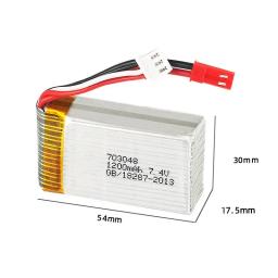Bateria lipo 2s 7.4 v 1200mah 703048 para a bateria do li-íon das peças sobresselentes 2s 7.4 v do zangão de mjxrc x600 rc com tomada de jst - Image 2