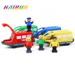 Trem elétrico magnético com boneca diecast slot brinquedo ferroviário pista de madeira compatível locomotiva trem ferroviário elétrico para criança - Image 1
