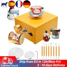Mini máquina da roda da cerâmica elétrica para a arte artesanato cerâmica roda ferramentas de argila turntable com 6.5 + 10cm bandeja & kit de escultura - Image 1