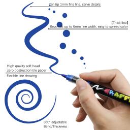 Conjunto de canetas marcadoras acrílicas de tipo reto líquido, 12/24/36 cores, ponta de pincel para pintura diy, pintura em rocha, caligrafia, doodle - Image 3