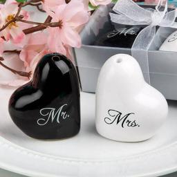 Em Forma de Coração Cerâmica Sal e Pimenta Garrafa, Sr. e Sra, Favor Do Casamento Lembranças, Convidados Presentes, 10 Set - Image 5