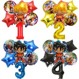 Cartoon Dragon Ball Party Balões Set, Son Goku Número Balão, Baby Shower, Decorações de Festa de Aniversário, Presentes Kids, 32 ", 6Pcs - Image 1