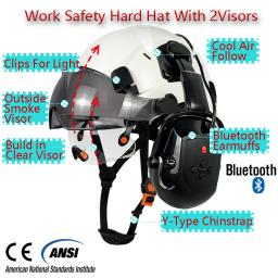Construção capacete de segurança com viseiras, atualizado Bluetooth Earmuff, redução de ruído, orelha regalos auscultadores com chapéu duro - Image 6