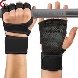 Luvas esportivas de treino para levantamento de peso, com envoltórios de pulso integrados, proteção completa da palma, aderência ideal para exercícios de ginástica, treinamento cruzado - Image 1