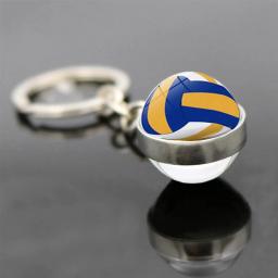 Basquete Voleibol e Rugby Padrão Bola De Vidro Pingente, Moda Esportes Chaveiro, Chaveiro, Presentes De Negócios, Futebol Ornamentos - Image 1