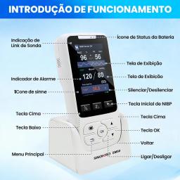 Monitor portátil de sinais vitais, monitor multiparâmetro clínico hospitalar, taxa de pacientes, spo2 pr nibp temp, equipamento de enfermagem humana - Image 5