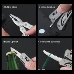 Canivete multifuncional de aço inoxidável ao ar livre, Mini Alicates Dobráveis, Ferramenta portátil compacta multi-purpose Survival Rescue Tool - Image 5