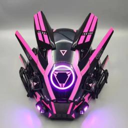 Capacete Cyber Punk com luz LED para crianças, Samurai Robot Tech Shinobi, Special Punk Techwear, máscara cosplay, presentes de Natal, novo - Image 3