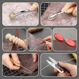 Kraball ferramentas de costura para trabalho de couro, kit de costura com agulhas de linha encerada, ranhurador para costura de couro e artesanato diy - Image 6