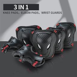6 pçs skate patinação no gelo equipamentos de proteção cotoveleiras guarda segurança pulso ciclismo equitação joelho protetor para crianças adultos - Image 2
