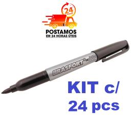Kit 24 Canetas Marcador Permanente Ponta Fina Para Tecido Metal Plástico Brasfort - Image 2