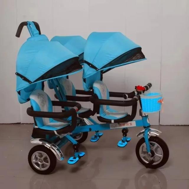Carrinho de Bebê Triplo Guarda-Chuva Três Assentos para 3 Crianças