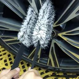 Toalha limpeza roda carro, microfibra dupla face, fita tensão, escova detalhe pelúcia, ferramentas de limpeza e manutenção, 1pc - Image 5