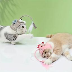 Penas resistentes à mordida para gatos e gatinhos, brinquedos, suprimentos, suprimentos, chapéus, capas de cabeça, hastes longas - Image 2