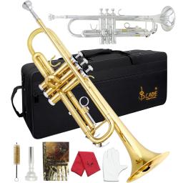 Trompete de latão SLADE-Bb Standard com caixa, instrumento trompete profissional para estudantes e iniciantes, ouro e prata - Image 1