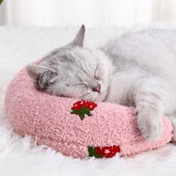 Almofada Macia e Grossa Resistente à Mordida para Animais de Estimação, Tapete de Dormir, Guarda Pescoço, Em Forma de U, Quente, Conforto, Pequeno, Gatos, Cães, Inverno - Image 2