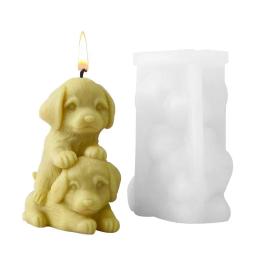 3D Dog Stacking Boneca Vela Molde, Resina Fazendo Moldes, Gesso Ice Cube Baking Mold, Molde de Vela Perfumada, Filhote de cachorro bonito - Image 1