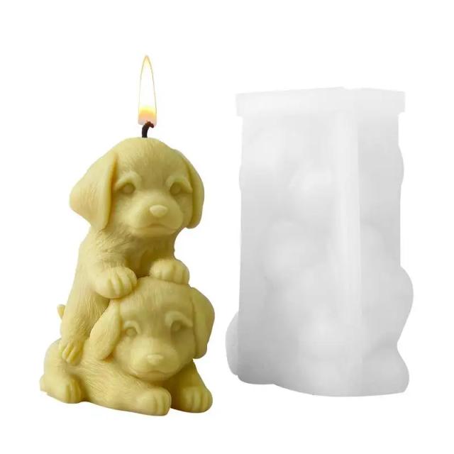 Molde 3D de Vela em Forma de Cachorros Empilhados, Ideal para Resina, Gesso e Cubos de Gelo com Aroma Infantil