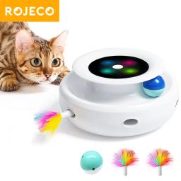 ROJECO-Conjunto de brinquedos automáticos de penas divertidas, brinquedos inteligentes para cães e gatos, acessórios eletrônicos interativos para animais, 2 em 1, 5 modos - Image 1