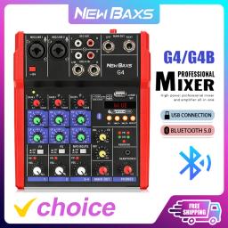 BAXS-DJ Console De Mistura Com Bluetooth, 4 MINI Canal Mixer, 48V Fantasma Monitor De Alimentação, Sistema De Karaoke, USB Mixer De Áudio, Novo - Image 1