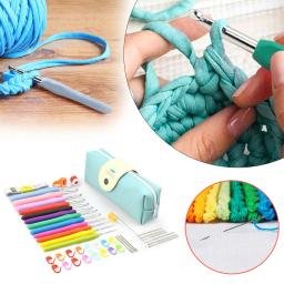 Conjunto de ferramentas de costura de fio de artesanato portátil acessórios de tricô mão ferramenta de crochê kite para iniciante diy bordado handwork costura - Image 2