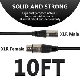 Geekria-XLR macho para XLR fêmea microfone cabo, compatível com MXL 770, 990, 991, 990, Blaze, V67G, 10 pés, 300 centímetros - Image 2
