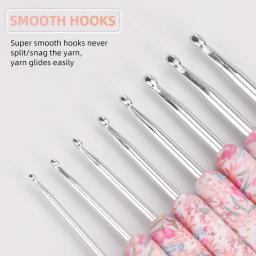Agulha De Crochet De Aço Inoxidável Com Punho De Plástico, Tampão, Gancho De Tecelagem, Ferramenta DIY, Agulha De Tricô, Alta Qualidade, 2.5mm-6mm - Image 2
