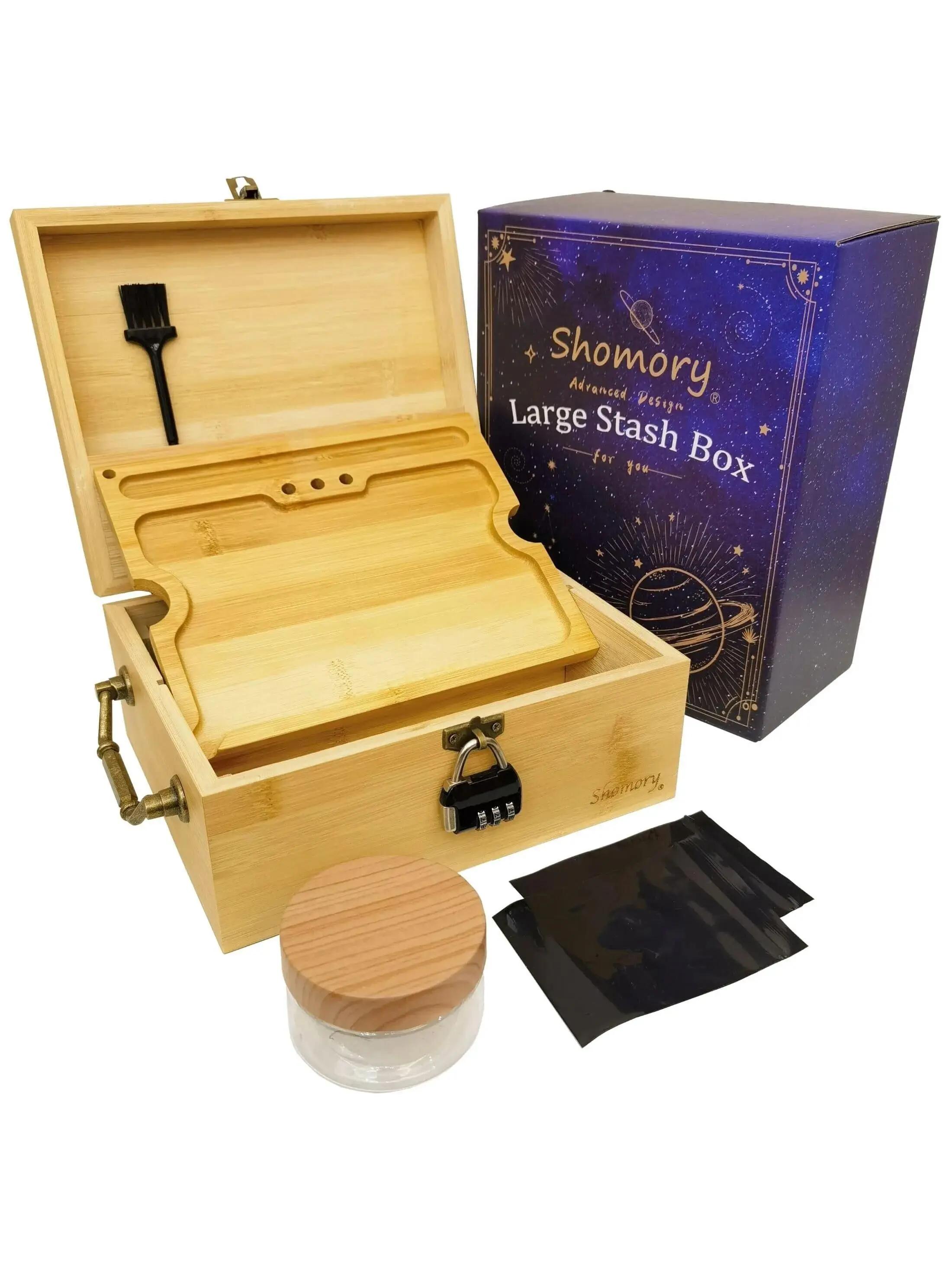 Caixa De Madeira Stash com Bandeja De Rolamento - Image 1