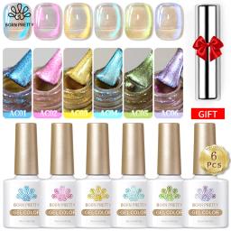 NASCIDO PRETTY-Auroras Cat Magnetic Gel Unha Polish Set, Varnis Semi Permanente, Rosa Brilhante, Fairy Magnet Gel Kit, 10ml, 6Pcs - Image 1