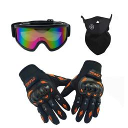 3 pçs capacete fora de estrada óculos de vento máscara de esqui motocicleta equitação luvas de casca dura óculos máscara luvas conjunto preto equipamentos de proteção - Image 3