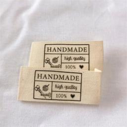 Etiqueta impressa da fita do algodão, pano artesanal, Tag do vestuário privado, DIY, 200pcs - Image 3