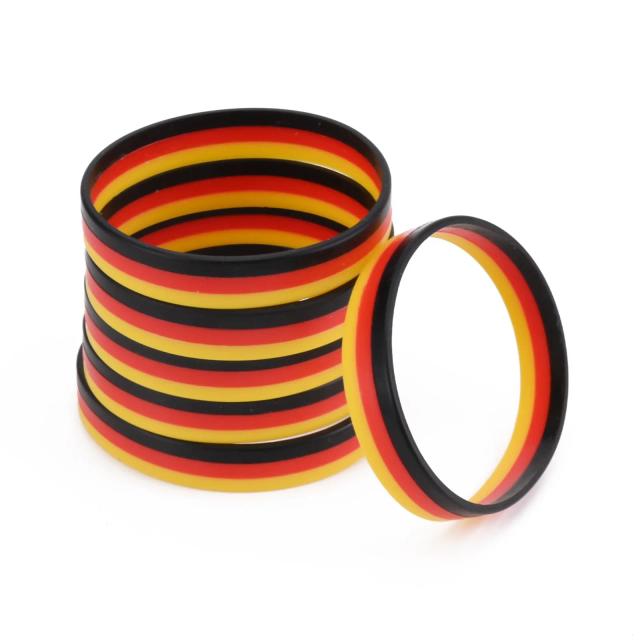 Pulseira de Fã de Futebol para Mulheres - Conjunto Especial em Preto, Vermelho e Dourado, Ideal para Eventos e Torneios Europeus, 5 Unidades, 2024