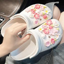 Elegante sapatilhas DIY para mulheres, acessórios bonitos para sapatos Sakura, decoração de sapatos que combina com tudo, pacote fashion, branco, rosa, novo - Image 5