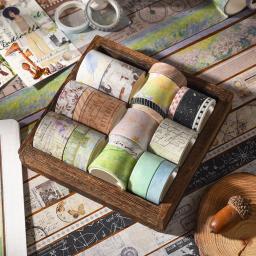 Novo Washi Tape Conjunto de fitas Washi vintage 20 rolos Fitas de mascaramento retrô para jornal - Image 5