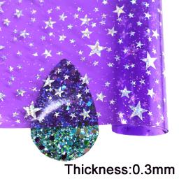 Rolo transparente da geleia do PVC, tela clara do vinil com estrelas do pó do brilho, bolsa de DIY, arcos decoração, BH426, 30x120cm - Image 4
