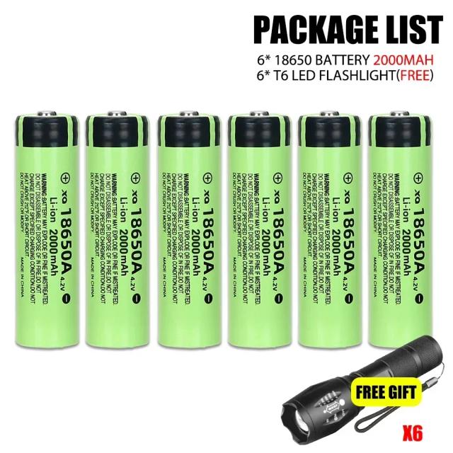 Bateria de Lítio 18650 2000mAh 3C Recarregável