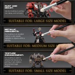 Conjunto de pincel miniatura profissional, ideal para estatuetas de esmalte e fantasia, Warhammer 40K, Dnd, Citadel e modelos em escala, 6 pcs - Image 5