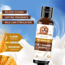Oatmeal Perfume Pet Shower Gel, Cat and Dog Bathing Shampoo Desodorizante, Sabonete de banho, odor liberação fragrância, suavizar casaco, Pet Products, 200ml - Image 2