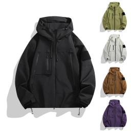 Casacos de chuva com capuz masculino com zíper, corta-vento exterior, jaqueta de tecnologia de três provas, casacos impermeáveis, primavera e outono - Image 2