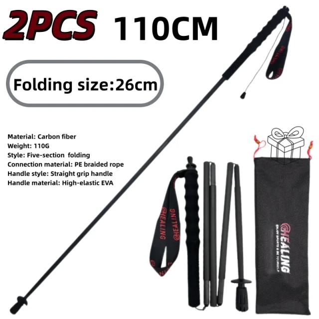 Bastões de Trekking Fibra de Carbono Ultraleve 110g