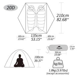 Naturehike-Mongar 2 Tenda, 2 Pessoa, Mochila, 20D, Ultraleve, Travel Tent, Impermeável, Caminhadas, Sobrevivência, Outdoor Camping - Image 5