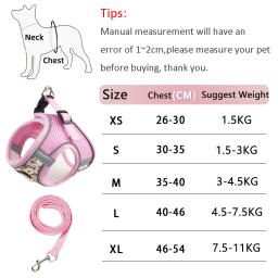 Conjunto reflexivo de arnês e trela para cães, cinta no peito para cachorro pequeno, colete de gatos chihuahua, yorkies, teddy walking suprimentos - Image 6