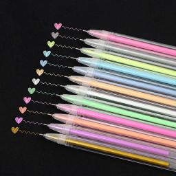 Art Marker Pen com Ponta Fina, Ouro Branco e Prata Ink Gel Pen, Destaque Pen, Papelaria Estudante, Desenho e Escrita Suprimentos, 0,8mm, 12PCs - Image 2