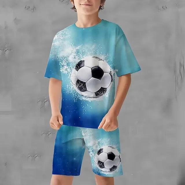 Roupas Infantis Estilosas: Ternos Esportivos 3D, Camisetas de Futebol, Shorts de Praia e Mais