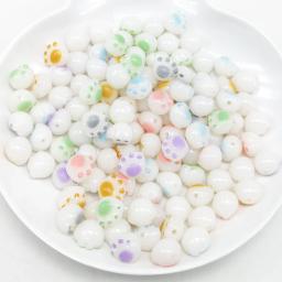 20Pcs 11mm Kawaii Cat Paws Contas De Acrílico Dos Desenhos Animados Garra Spacer Beads Para Fazer Jóias Pulseira Colar Artesanal Artesanato Acessório - Image 1