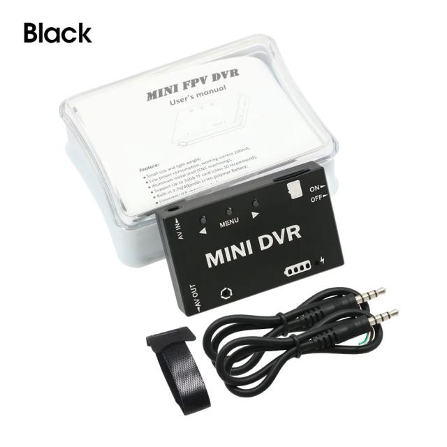 Gravador Mini FPV DVR de Alta Qualidade com Comutação NTSC/PAL, Bateria Embutida e Interface Micro USB para Drones FPV Multi-Idioma