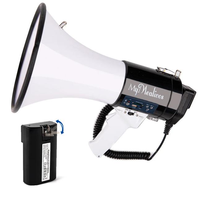 Megafone Bluetooth Portátil com Controle de Voz, Sirene e Alarme - Inclui Cinta Preta