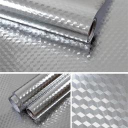 Adesivo de folha de alumínio para cozinha, à prova d'água, à prova de óleo, engrossado, fogão de alta temperatura, papel de parede autoadesivo - Image 5