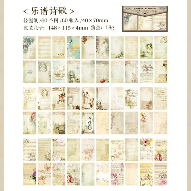 60 Cartas Antigas de Papel para Scrapbooking e Decoração Retro Artesanal